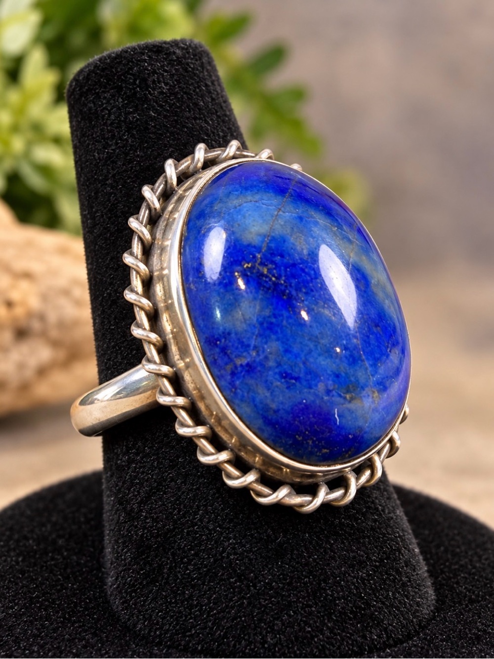 Sterling Silver Lapis Lazuli Statement Ring - Deep Blue